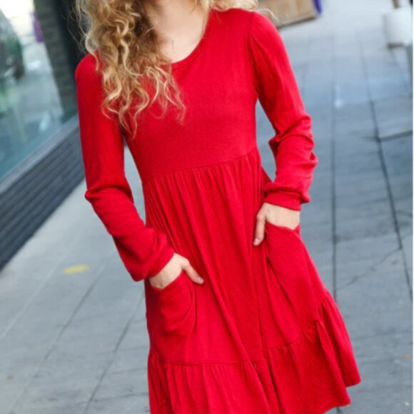 HAPTICS Lady In Red Hacci Fit & Flare Ruffle Dress 2X - Picture 1 of 7